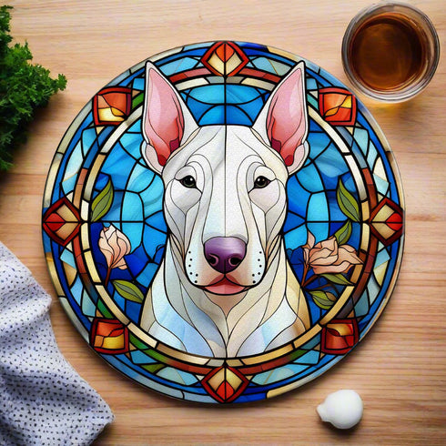 English Bull Terrier Glass Suncatcher Worktop Saver